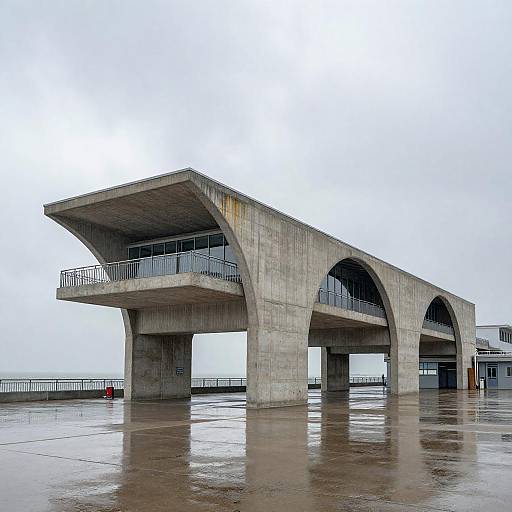 Storm-Resistant Coastal Brutalist Transit Hub