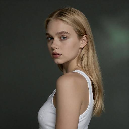 Portrait of Blonde Woman in White Tank Top