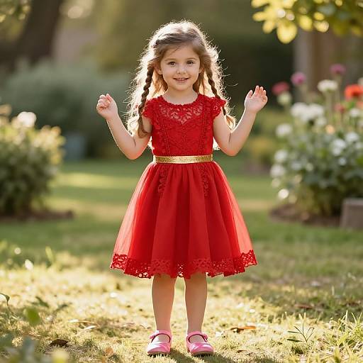Confident Girl in Vibrant Garden Dress