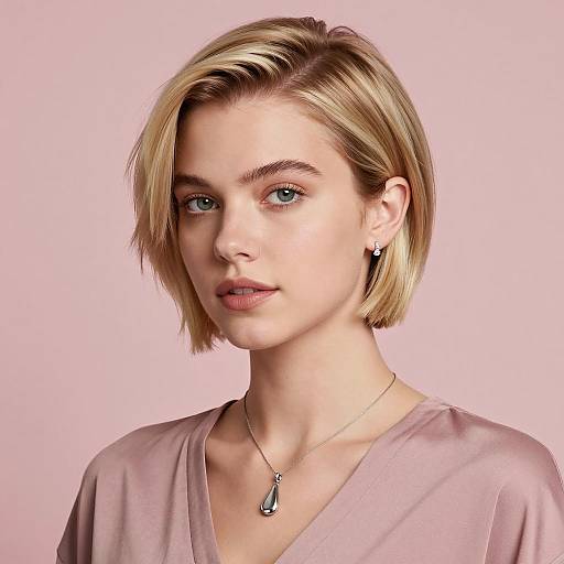 Young Woman with Short Blonde Bob Haircut