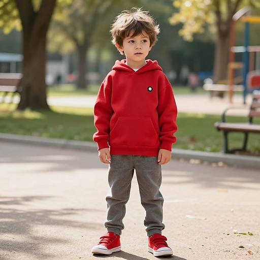 Confident Boy in Sunny Park