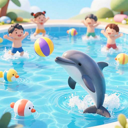 Dolphin Playing Fetch in Pool