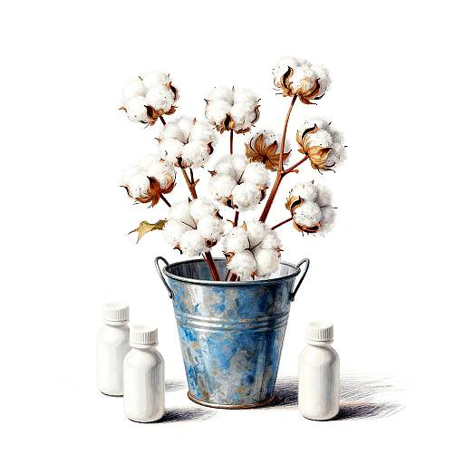 Minimalist Charcoal Pastel Cotton Still Life