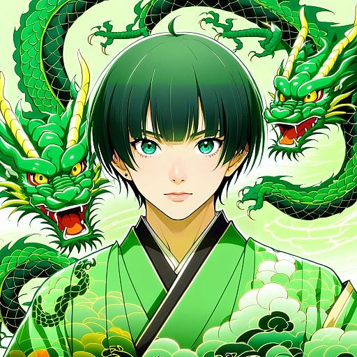 Illustration of Haku (sen to chihiro no kamikakushi), sen to chihiro no kamikakushi in the style of L hakase