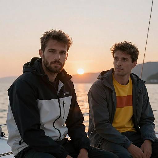 Sailboat Sunset with Two Men