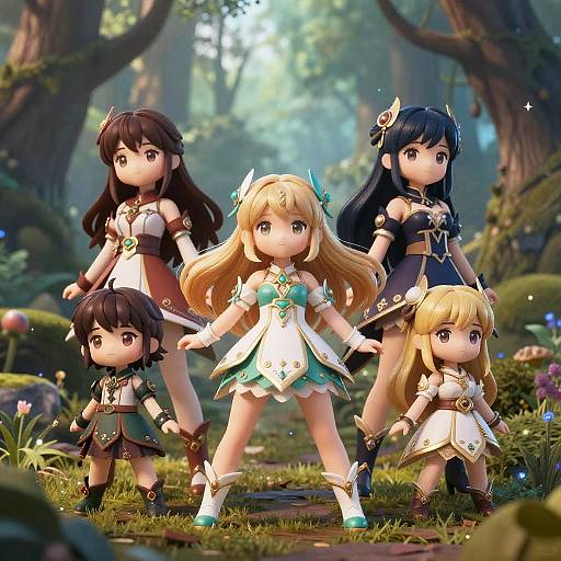 Enchanting Final Fantasy Girls in Forest