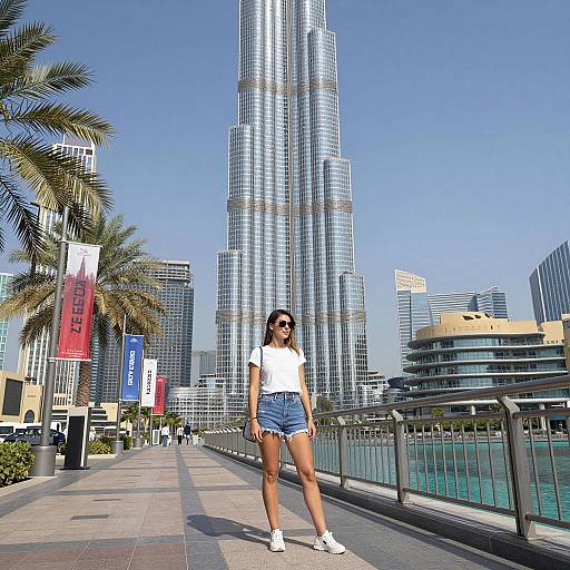 Urban Oasis: Woman by Burj Khalifa