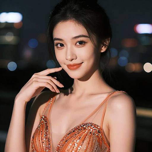 Glittering Evening Dress Under City Lights