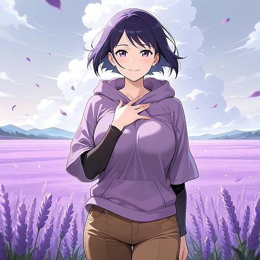Serene Hinata in Lavender Field