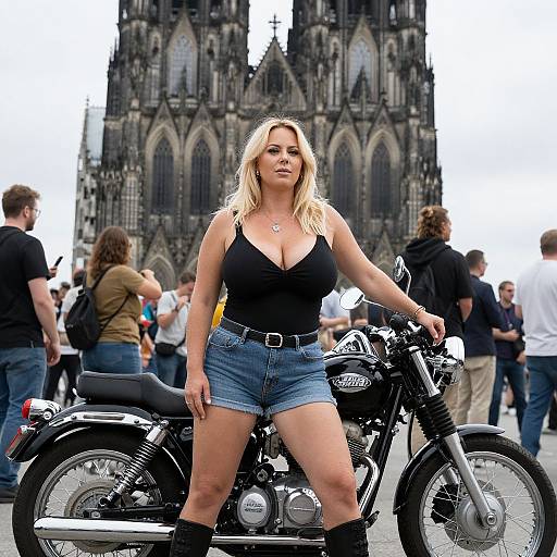 Confident Woman by Classic Motorcycle