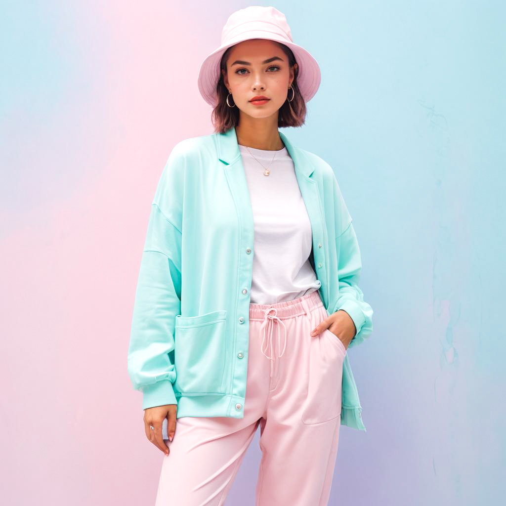 Trendy Young Woman in Pastel Chic