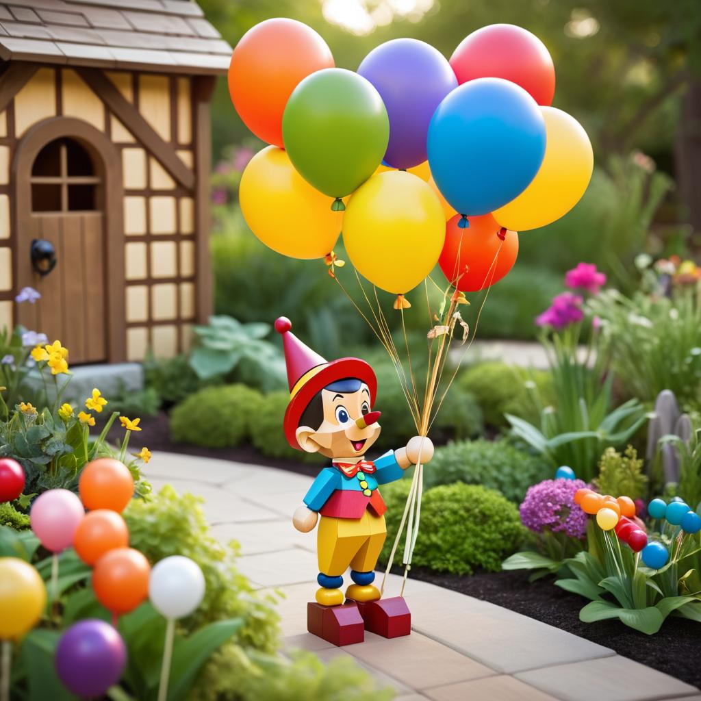 Whimsical Pinocchio in a Vibrant Garden