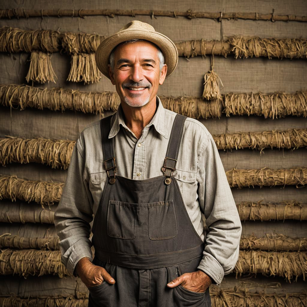 Grinning Old Farmer Portrait in Studio