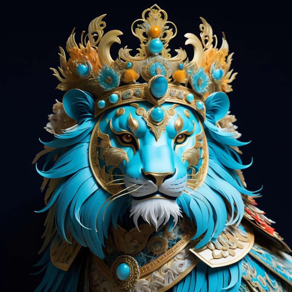 Majestic Lion with Opera Mask and Crown