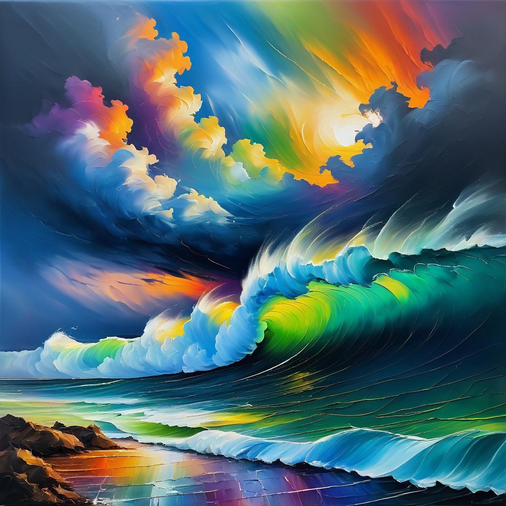 Imminent Storm: A Colorful Oil Canvas