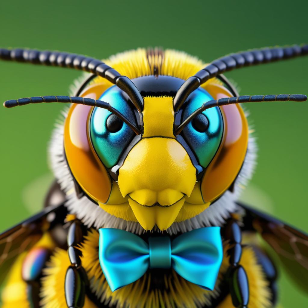 UHD Macro of a Bee with Bowtie