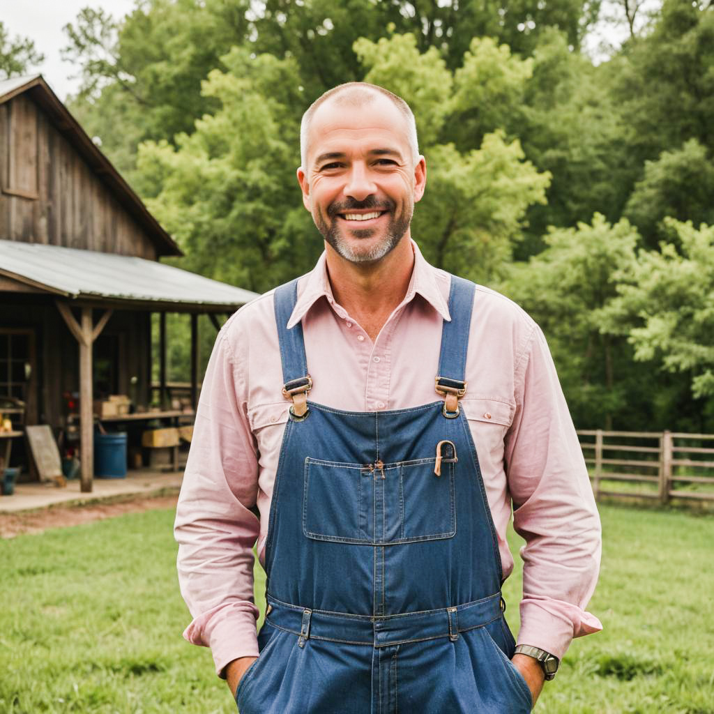 Joyful Farmer in Country Lifestyle Shoot