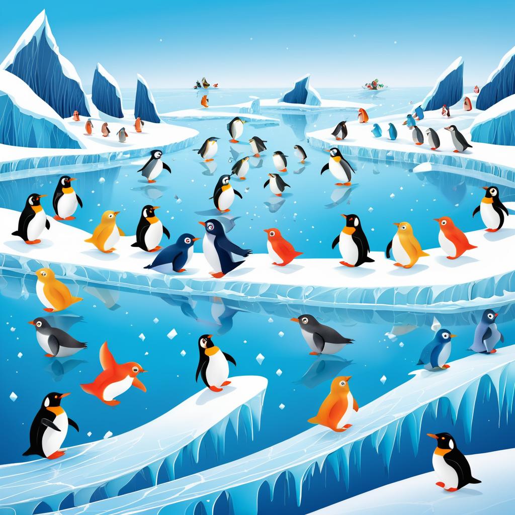 Whimsical Arctic Penguins and Seals Adventure