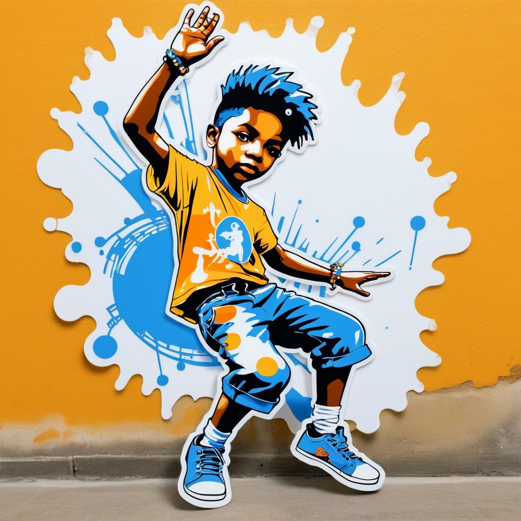 Cool Boy Dancing in Street Art Style