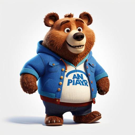Anthropomorphic Bear Character in Blue Jacket
