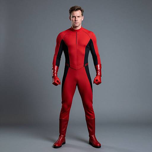 Confident Red and Black Superhero Portrait