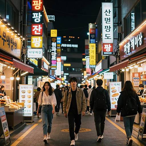 Modern Seoul Night Market Scene