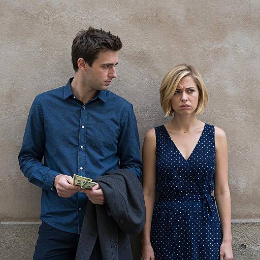 Couple's Tense Standoff by Wall