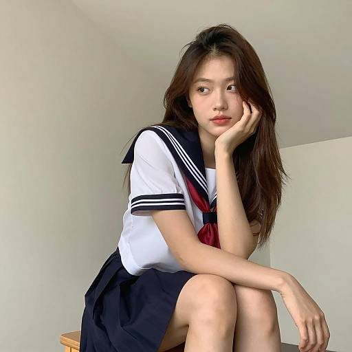 Casual Portrait of Asian Woman in Uniform