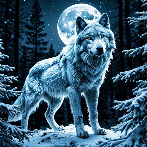 Frosted Quartz Wolf in Moonlit Forest Frosted Quartz Wolf in Moonlit Forest