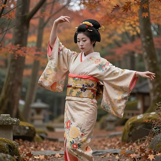 Stunning Autumn Geisha Dance in 8K