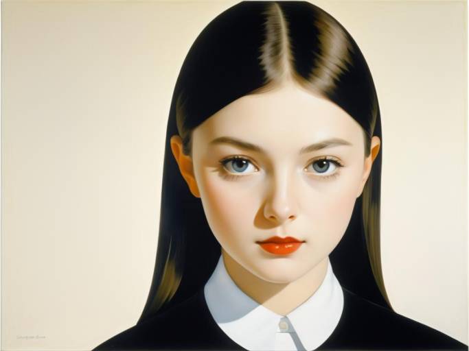 Portrait of Young Woman with Red Lipstick