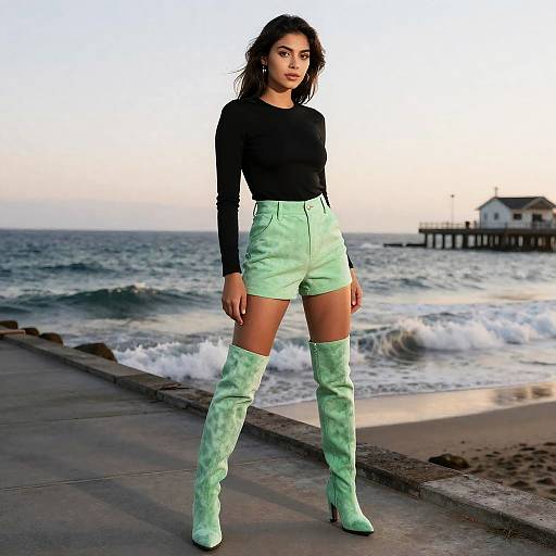 Surfer Girl in Seafoam Green Boots
