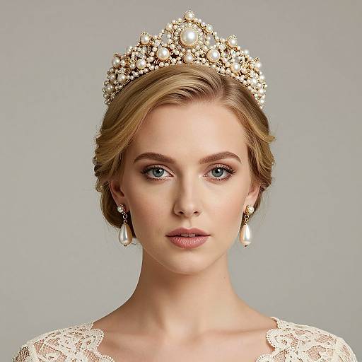 Regal Blonde Woman with Pearl Tiara