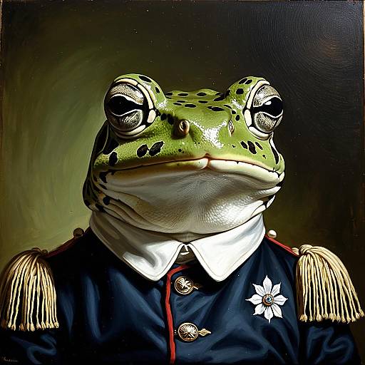 Anthropomorphic Amazon Milk Frog in Colonial Outfit