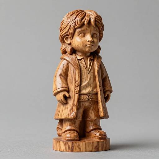 Detailed Wooden Frodo Baggins Figurine