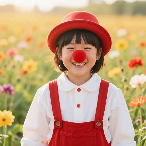 Joyful Clown in Sunny Flower Field