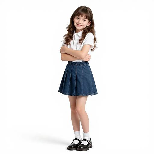 Smiling Teenage Girl Hugging Herself