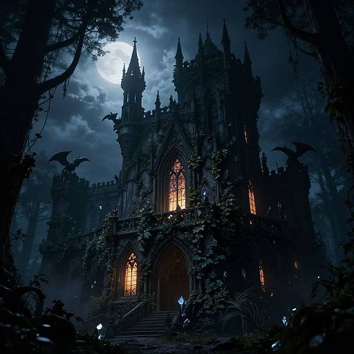 Dark Fantasy Castle in Haunted Forest