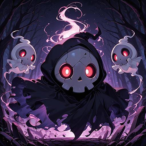 Illustration of Duskull, pokemon in the style of Kat (bu-kunn)