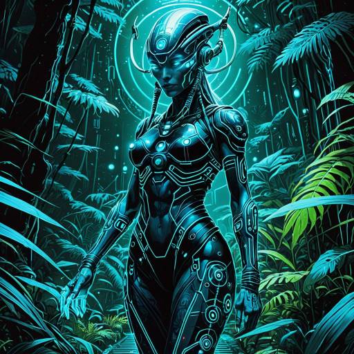 Enigmatic Cyber Druid in Alien Jungle Enigmatic Cyber Druid in Alien Jungle