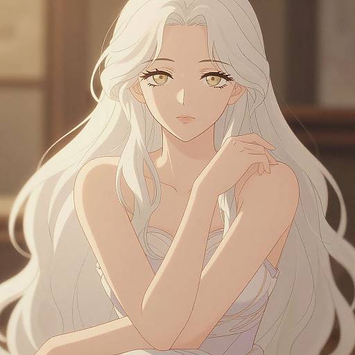 Elegant Anime Character in Warm Glow