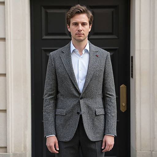 Man in Tweed Blazer by Door