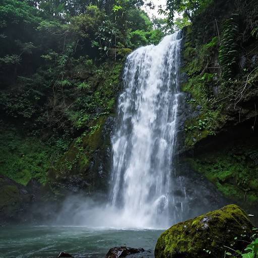 Serene Waterfall in Lush Forest