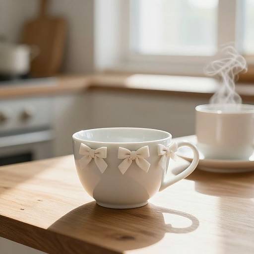 Minimalist White Teacup with Bows