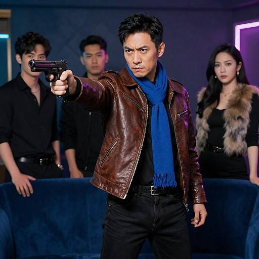 Intense Showdown on Velvet Couch