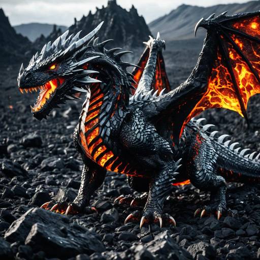 Obsidian Wyvern in Volcanic Lava Field Obsidian Wyvern in Volcanic Lava Field