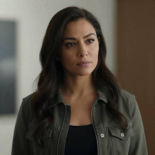 Portrait of Thoughtful Woman in Green Jacket