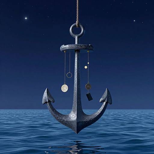 Surreal Anchor with Celestial Wind Chimes