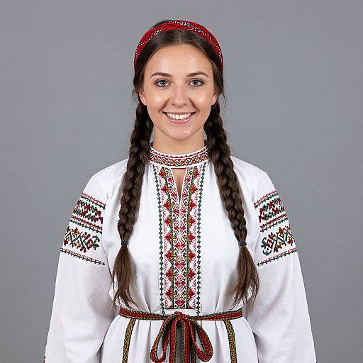 Woman in Traditional Slavic Dress