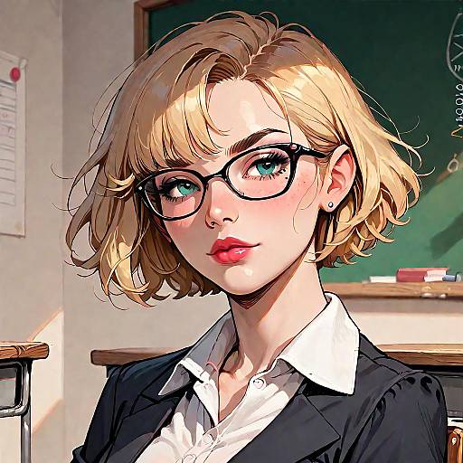 Nerdy Miqo'te in Classroom Pose